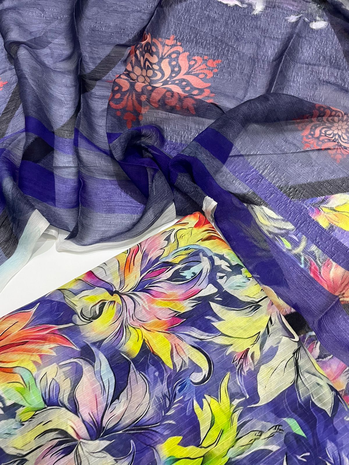 pc lawn all over print unstitch suit
