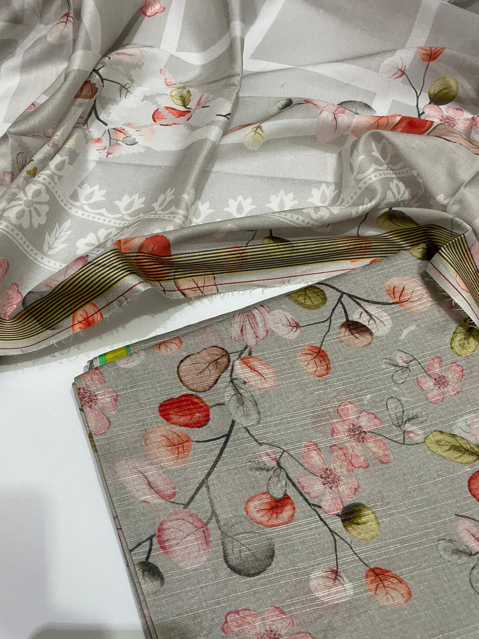 3 Pc bana dora Lawn All Over Print Suit – Unstitched