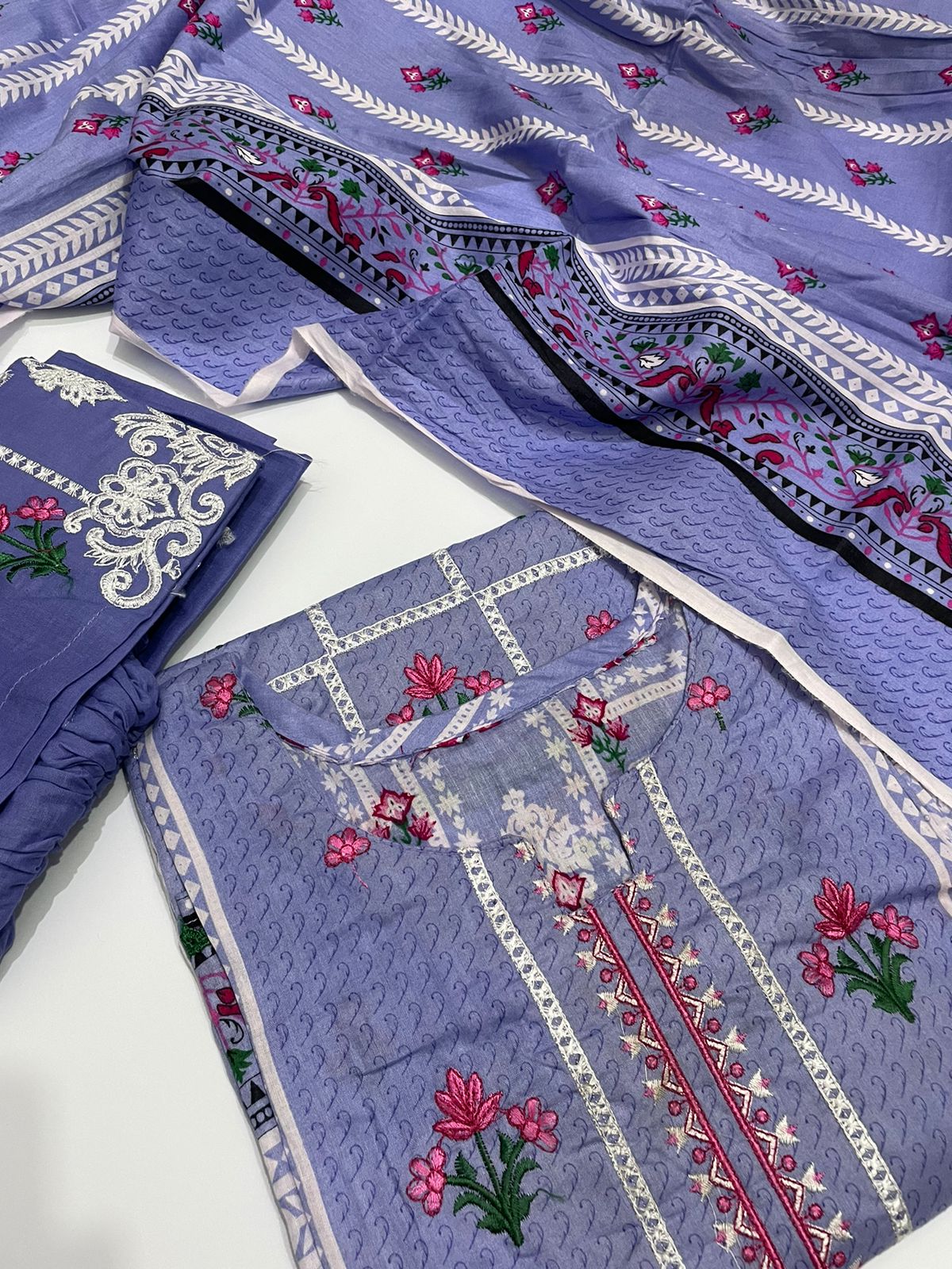 3pc lawn stitched suit
